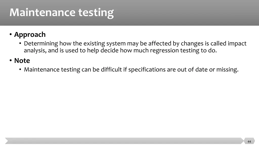 maintenance testing 2