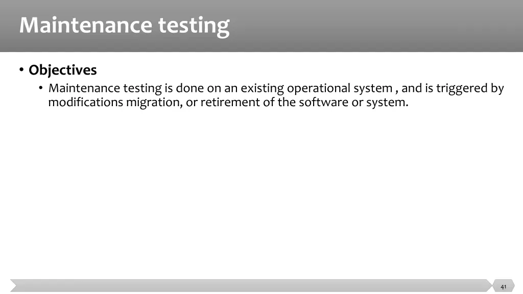 maintenance testing