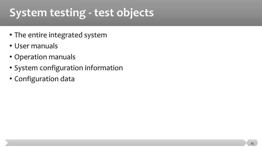 system testing test objects