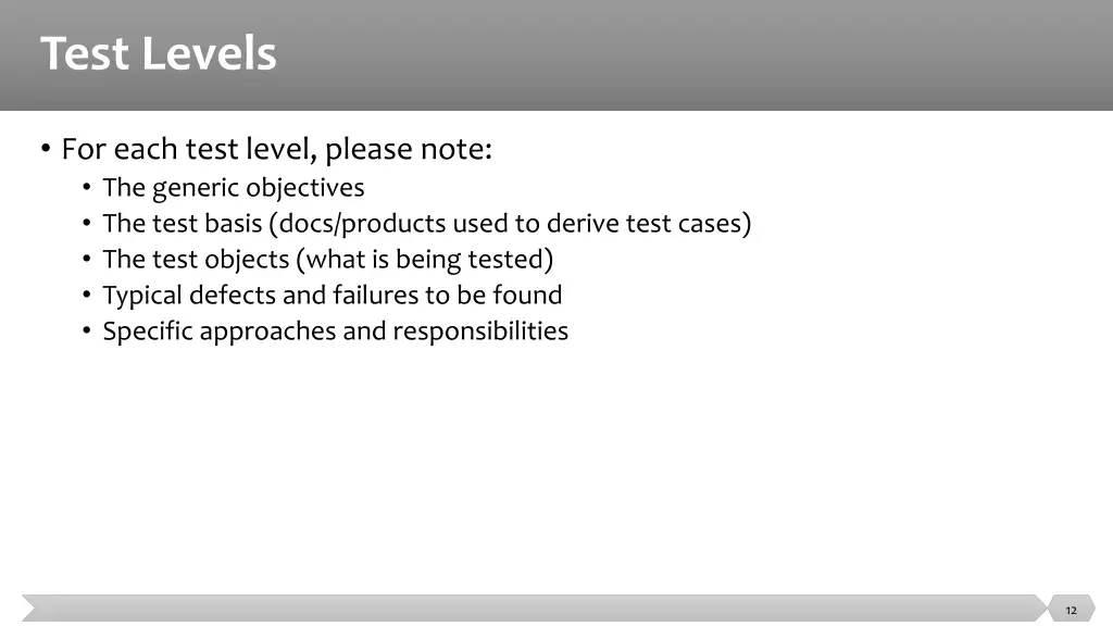 test levels 1