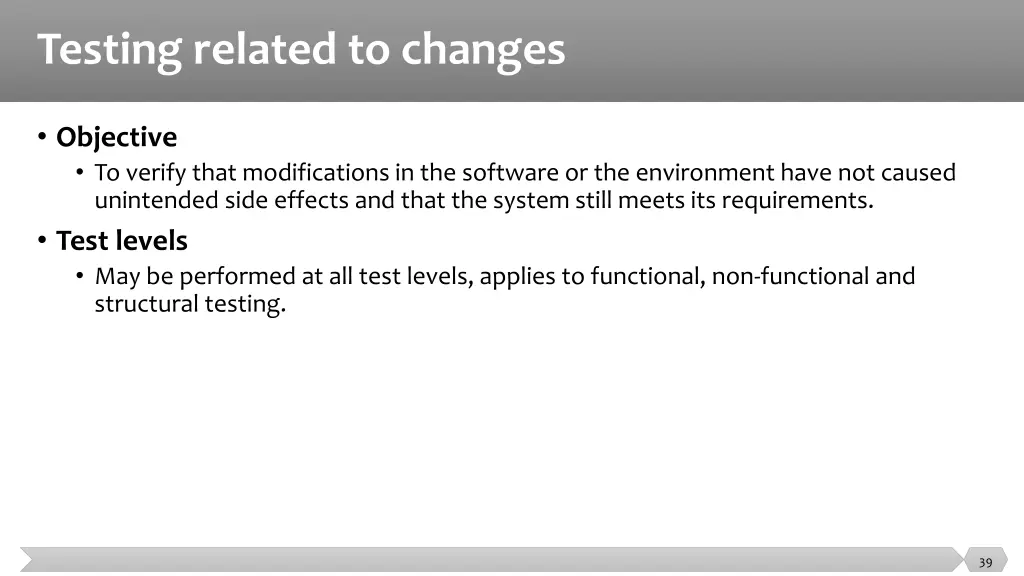testing related to changes