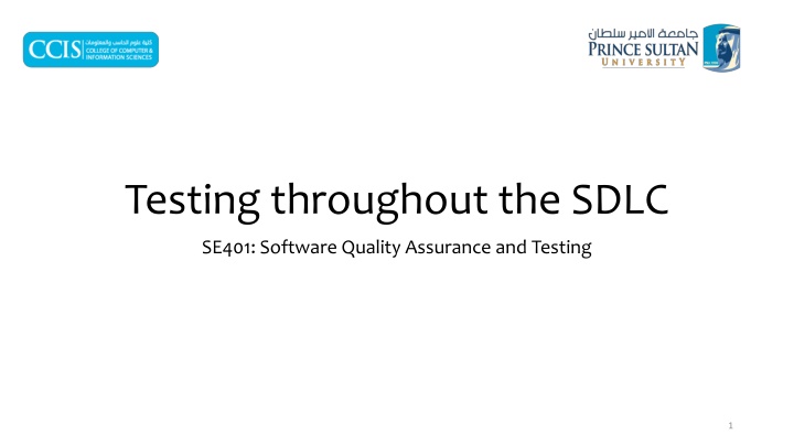 testing throughout the sdlc