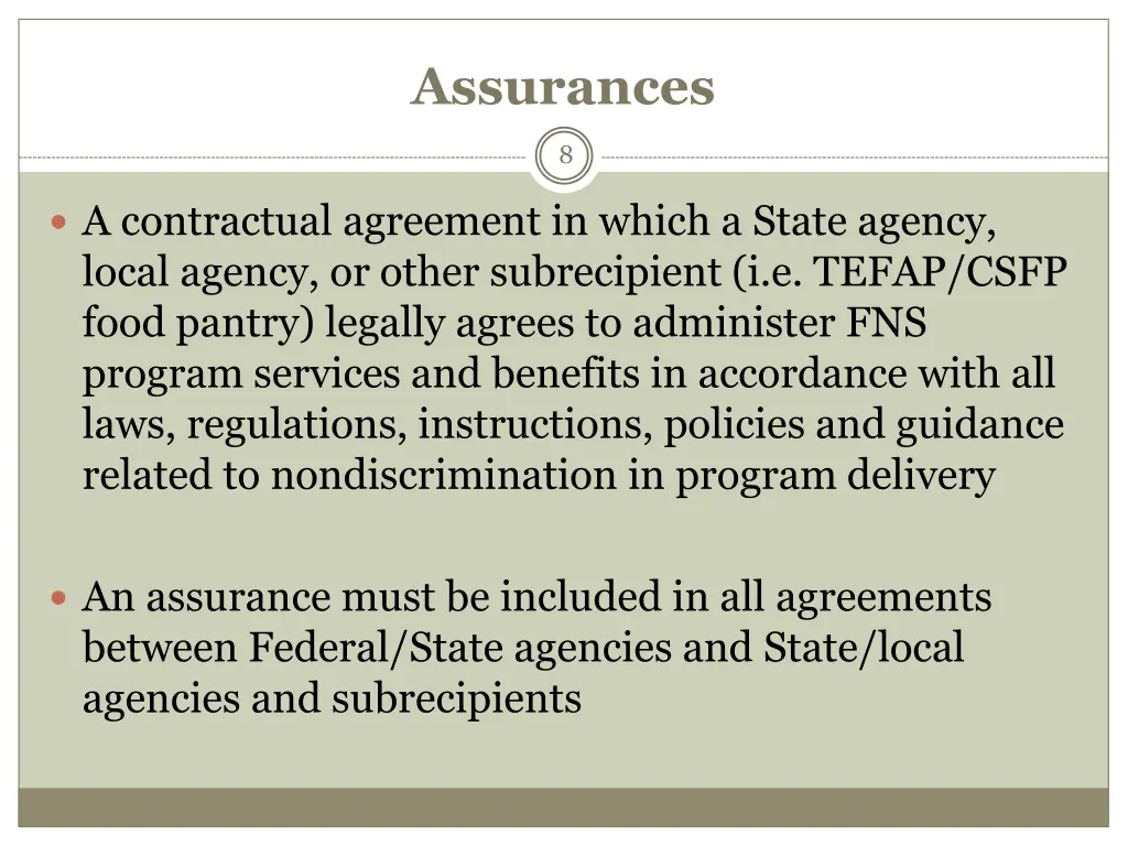 assurances