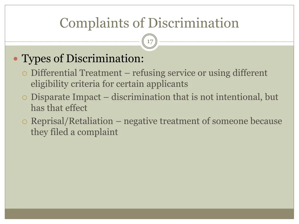 complaints of discrimination 1
