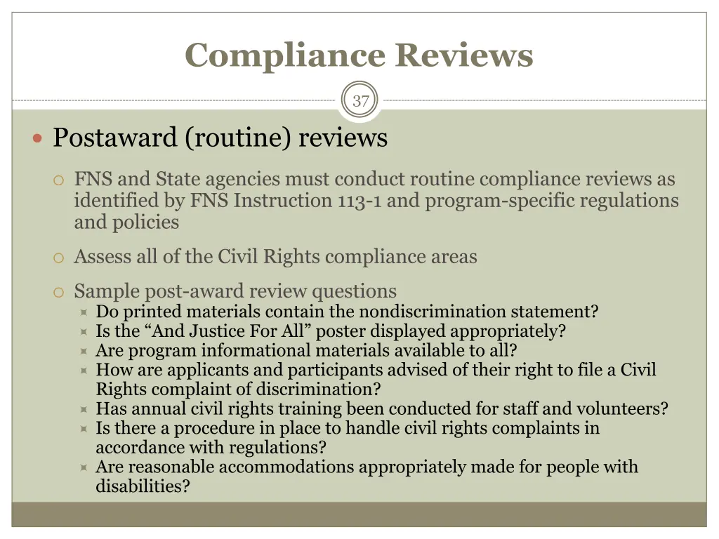 compliance reviews 2