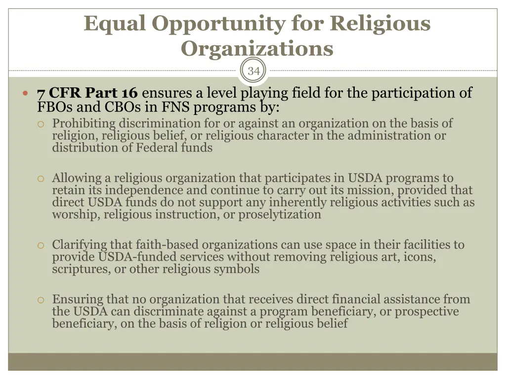equal opportunity for religious organizations 34