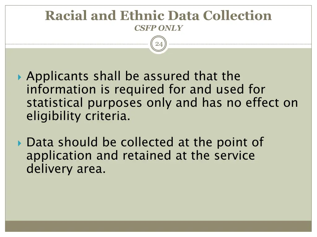 racial and ethnic data collection csfp only 1
