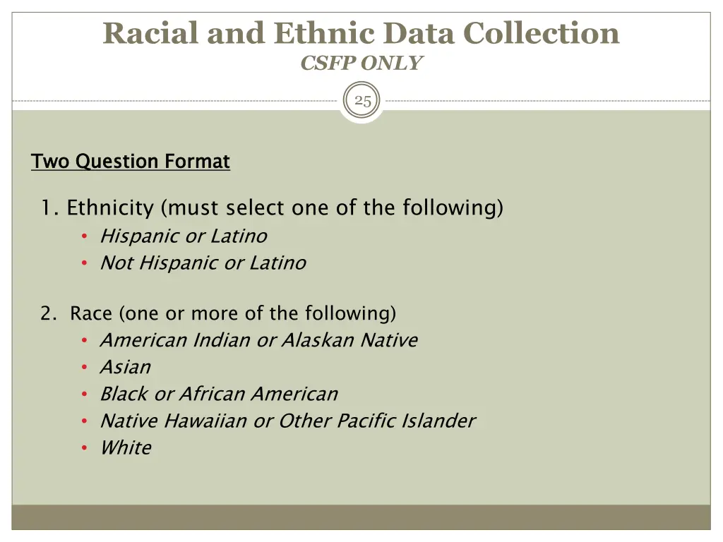 racial and ethnic data collection csfp only 2