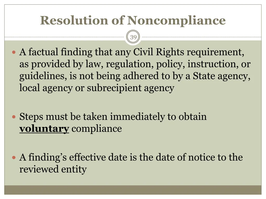 resolution of noncompliance