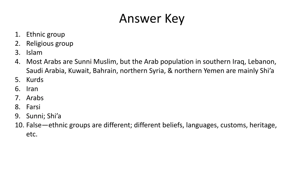 answer key