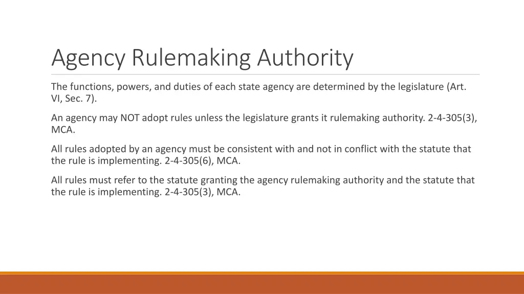 agency rulemaking authority