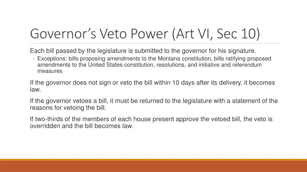 governor s veto power art vi sec 10