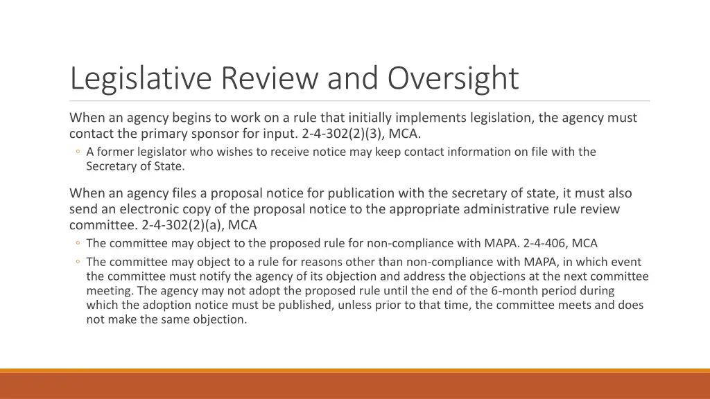 legislative review and oversight