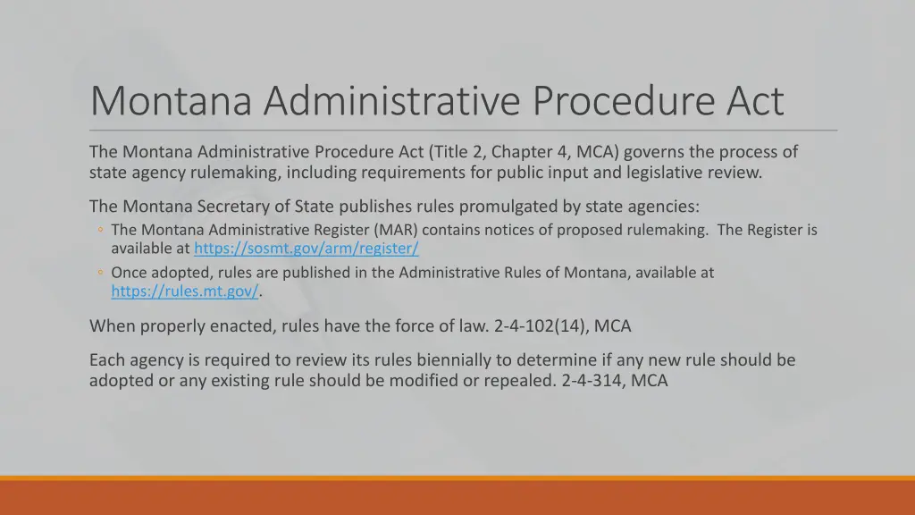 montana administrative procedure act