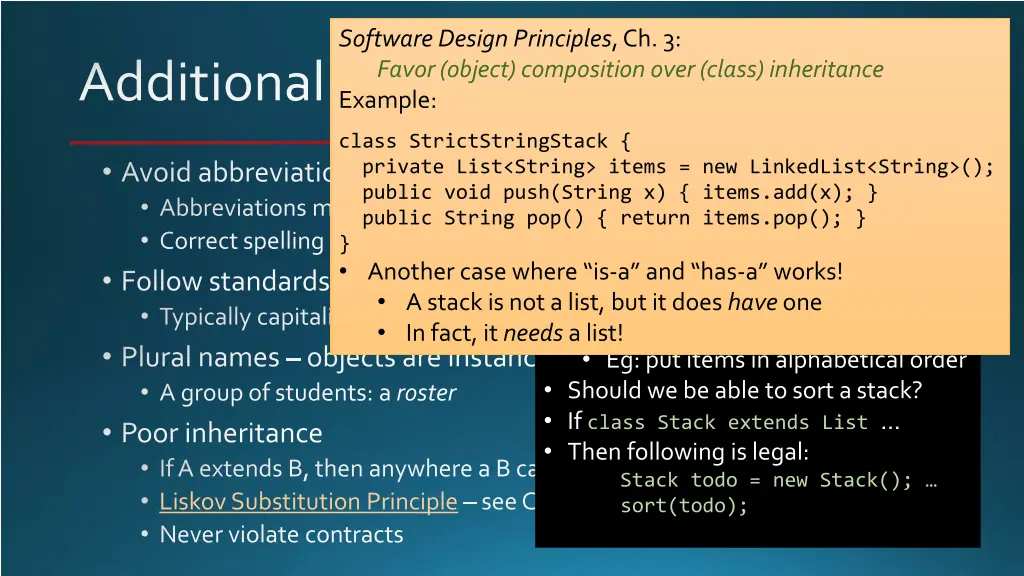 software design principles ch 3 favor object