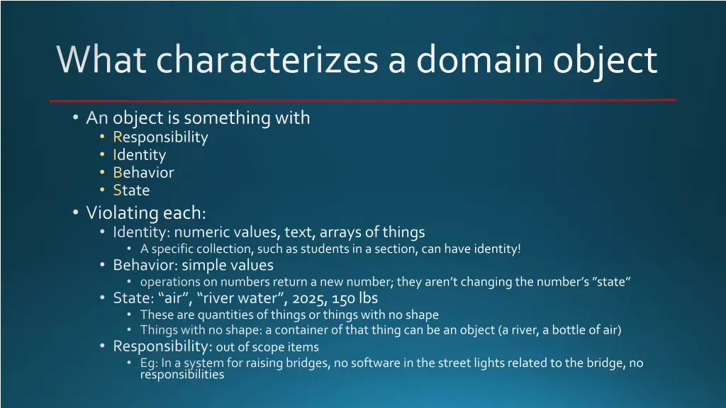 what characterizes a domain object 2