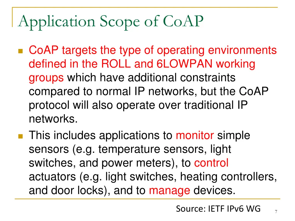application scope of coap