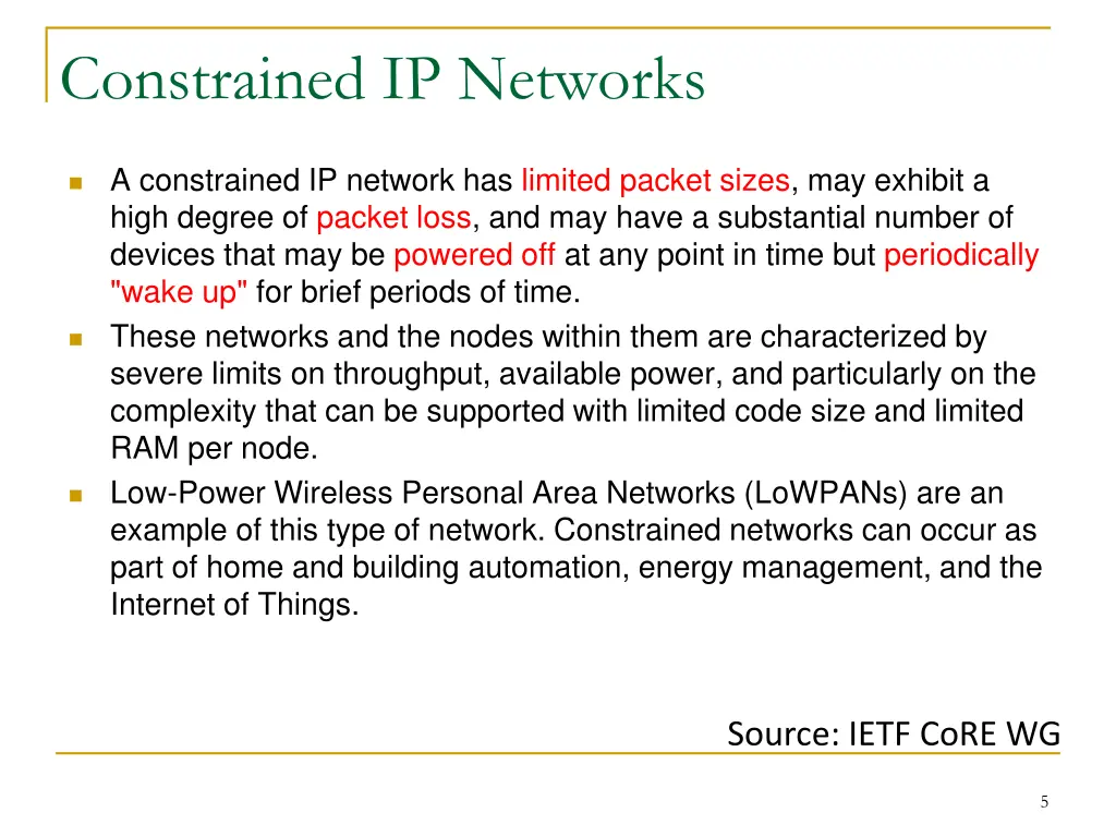 constrained ip networks