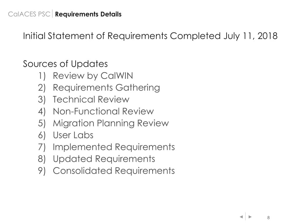 calaces psc requirements details