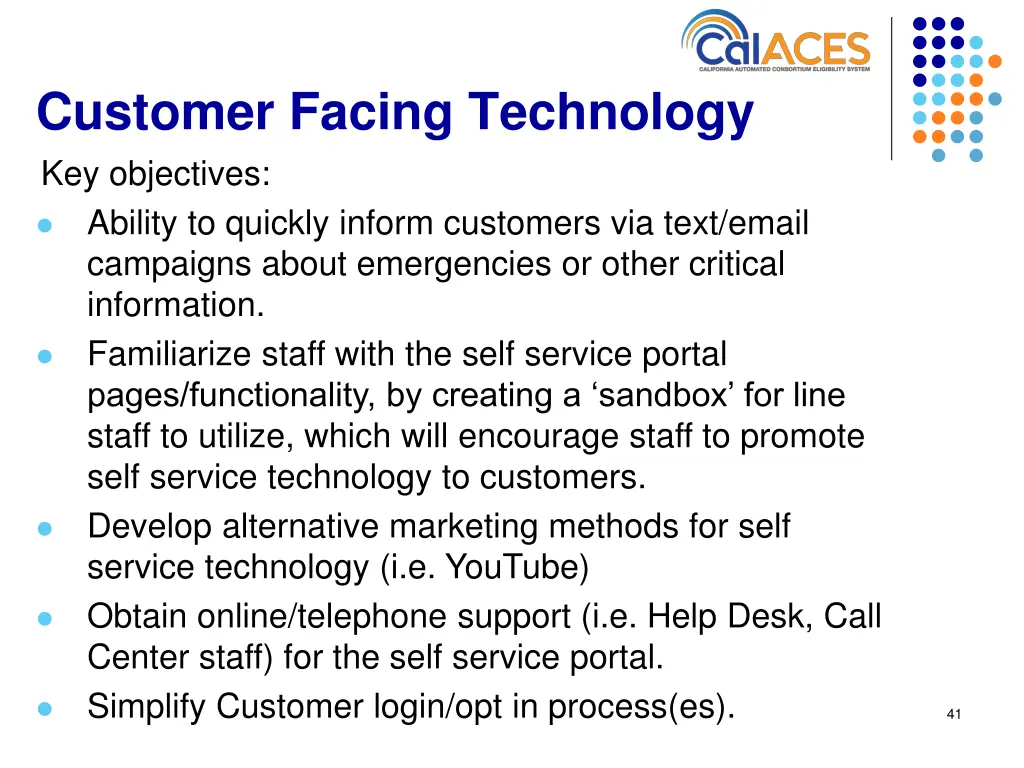 customer facing technology key objectives ability