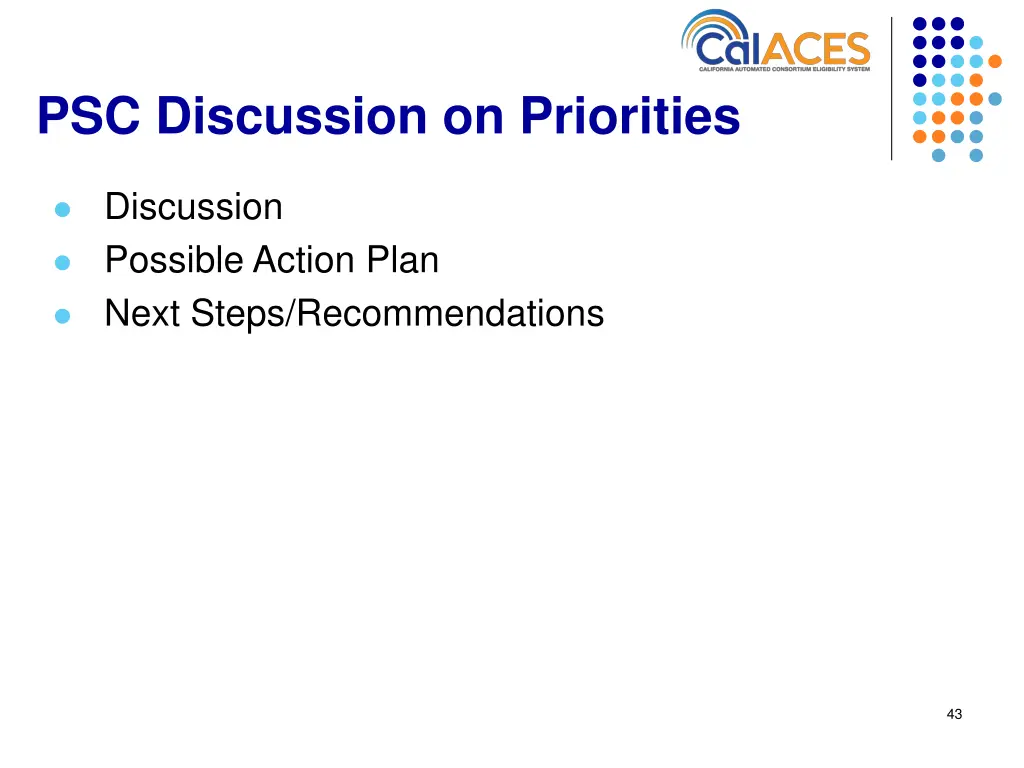 psc discussion on priorities