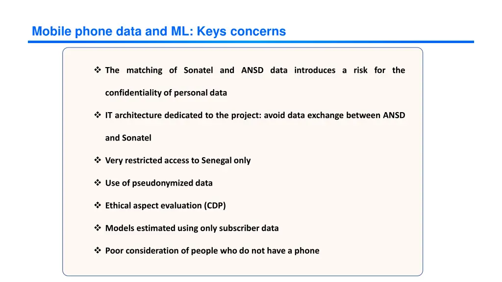 mobile phone data and ml keys concerns