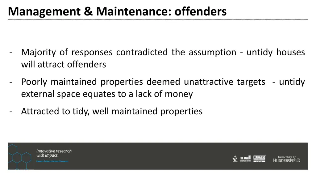 management maintenance offenders
