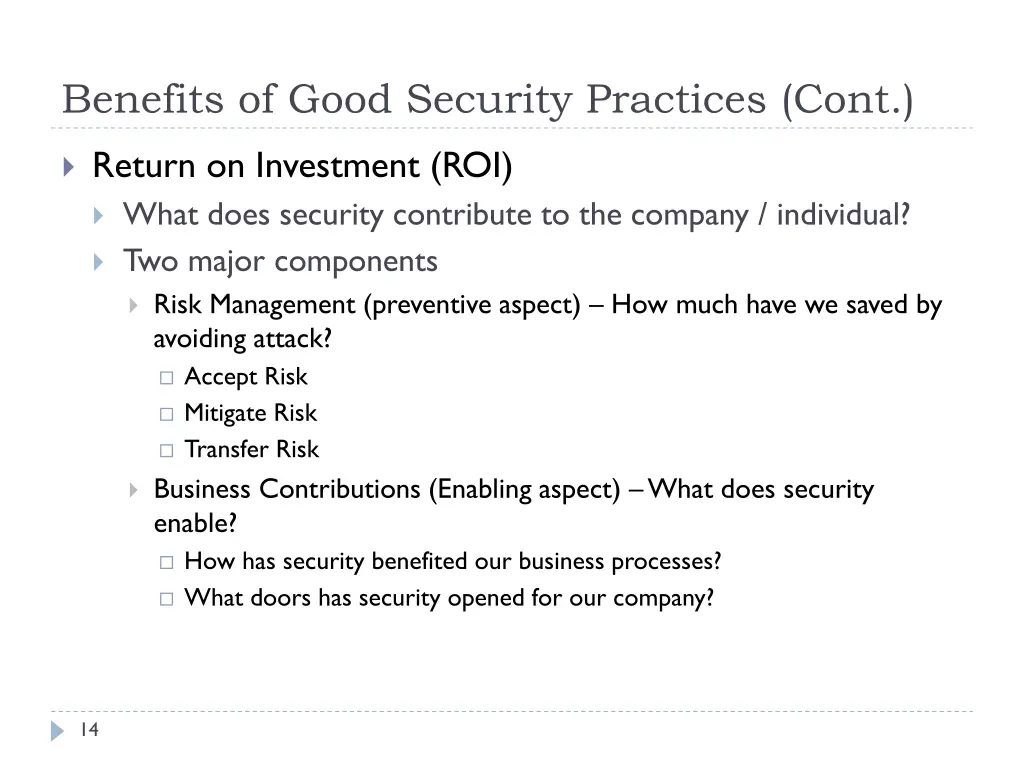 benefits of good security practices cont