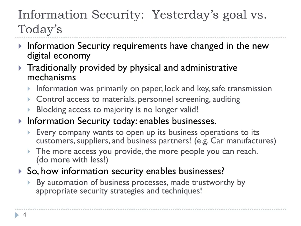 information security yesterday s goal vs today