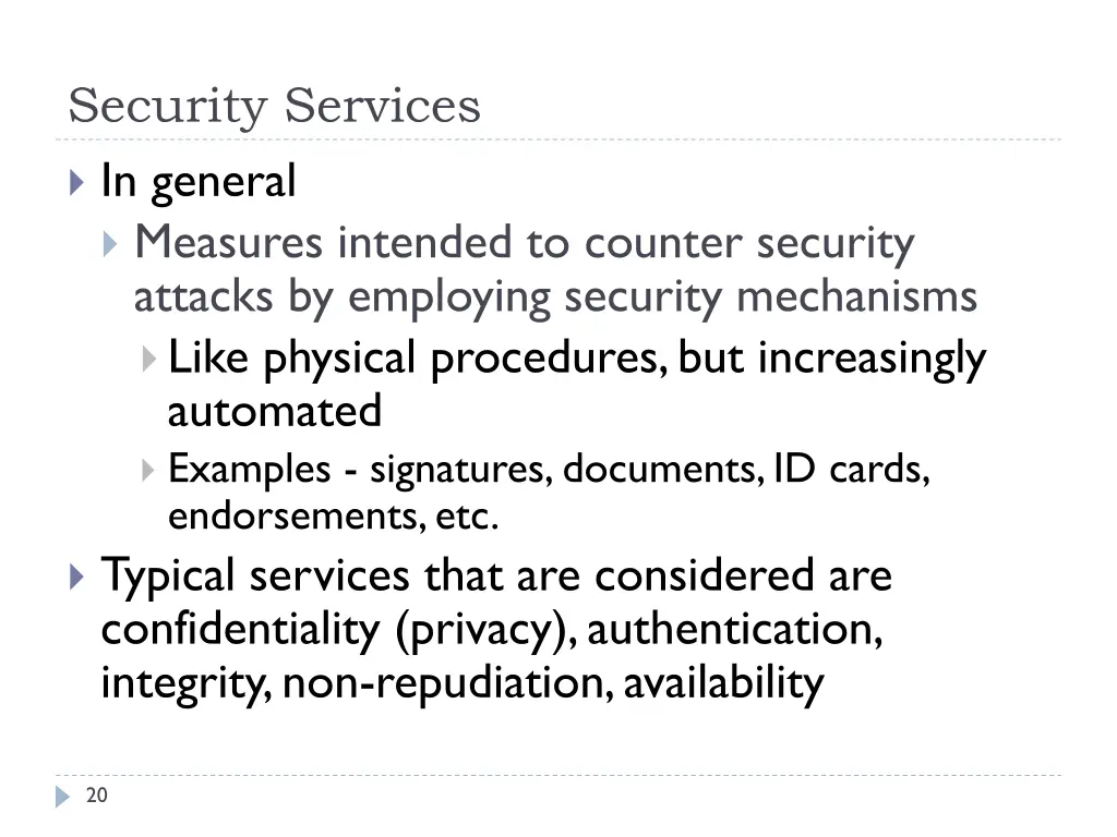 security services in general measures intended