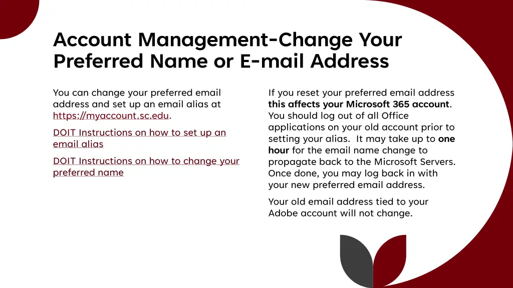 account management change your preferred name