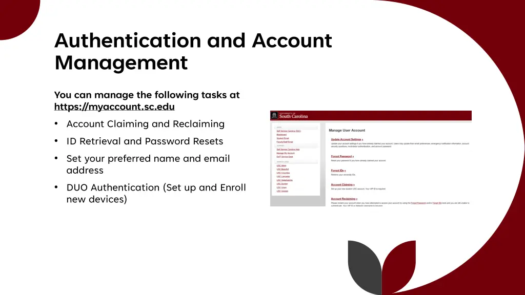 authentication and account management