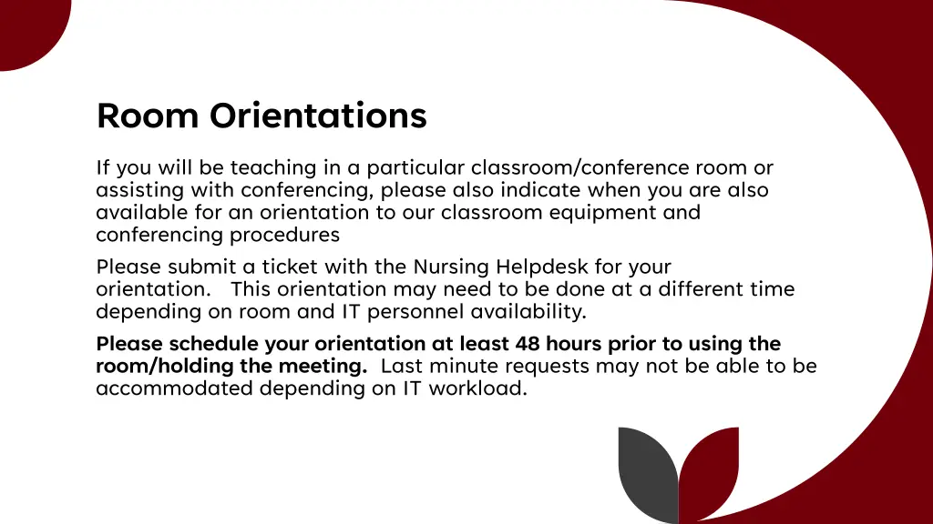 room orientations