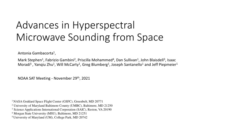 advances in hyperspectral microwave sounding from
