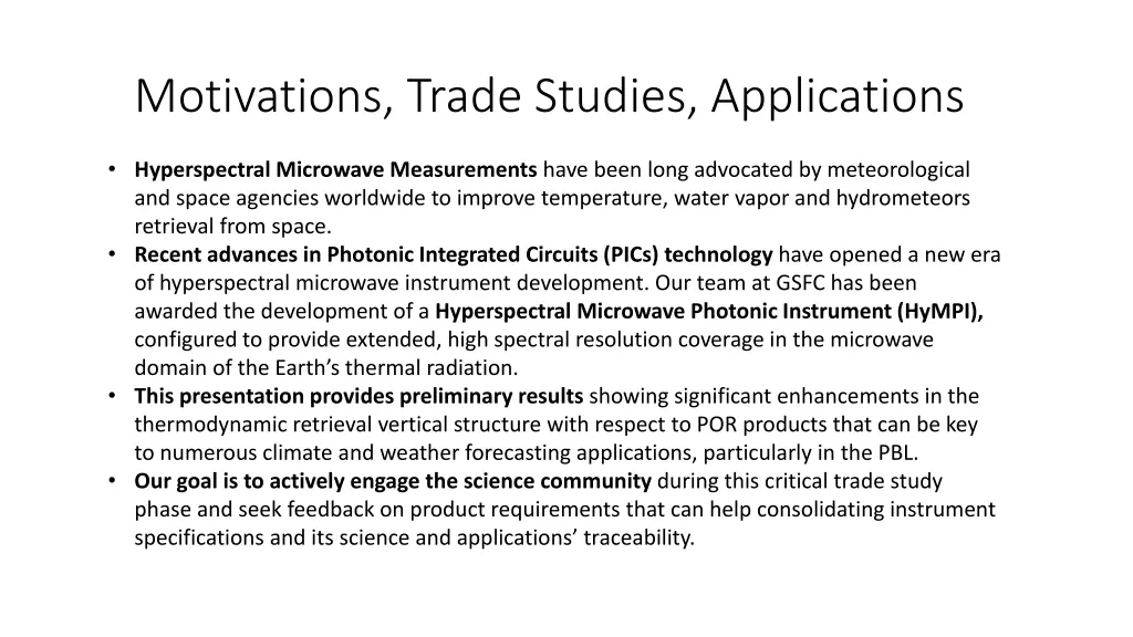 motivations trade studies applications