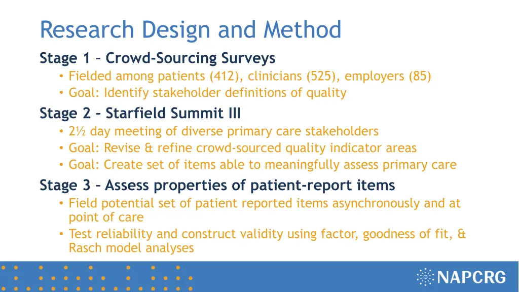 research design and method stage 1 crowd sourcing