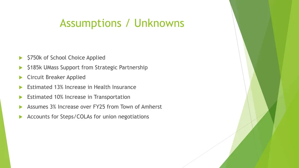 assumptions unknowns