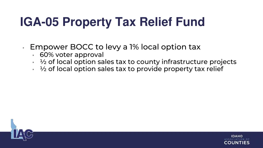 iga 05 property tax relief fund