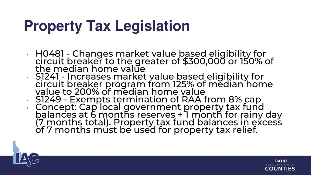 property tax legislation