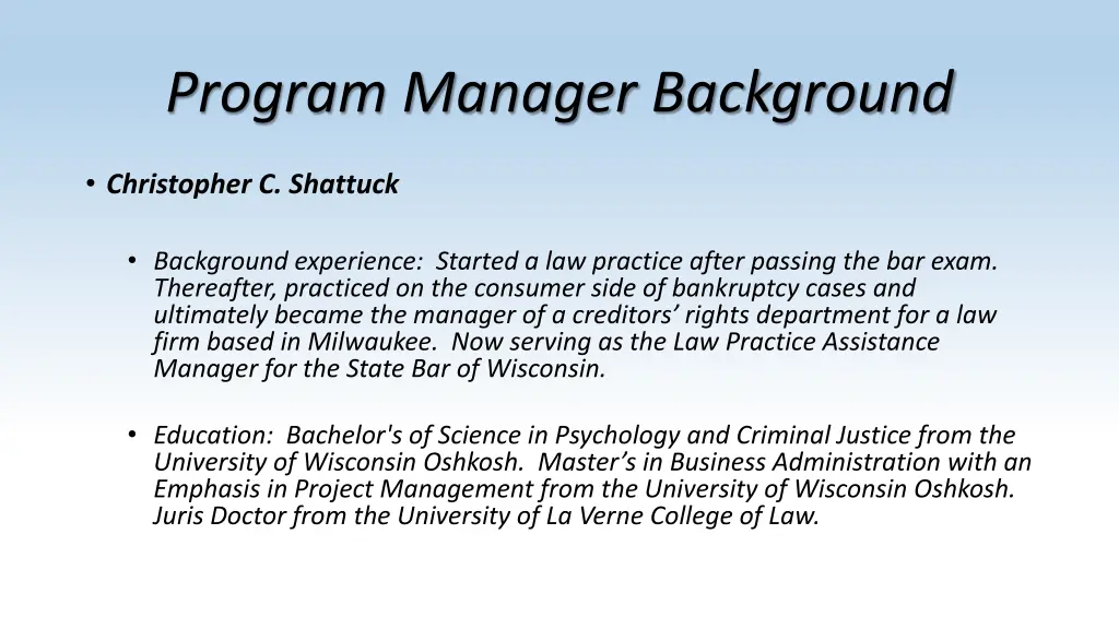 program manager background