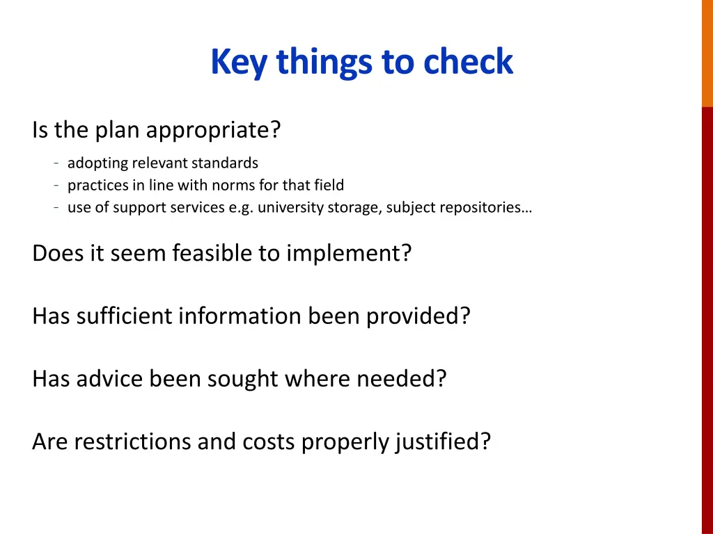 key things to check