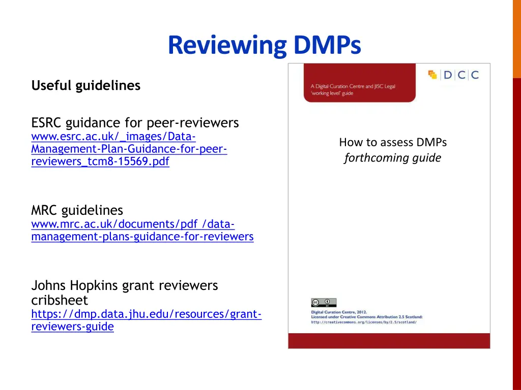 reviewing dmps