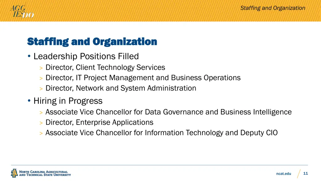 staffing and organization