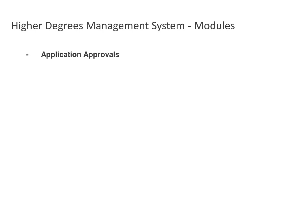 higher degrees management system modules