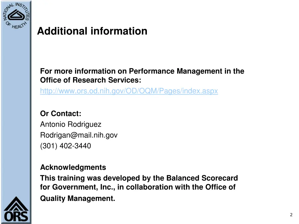 additional information