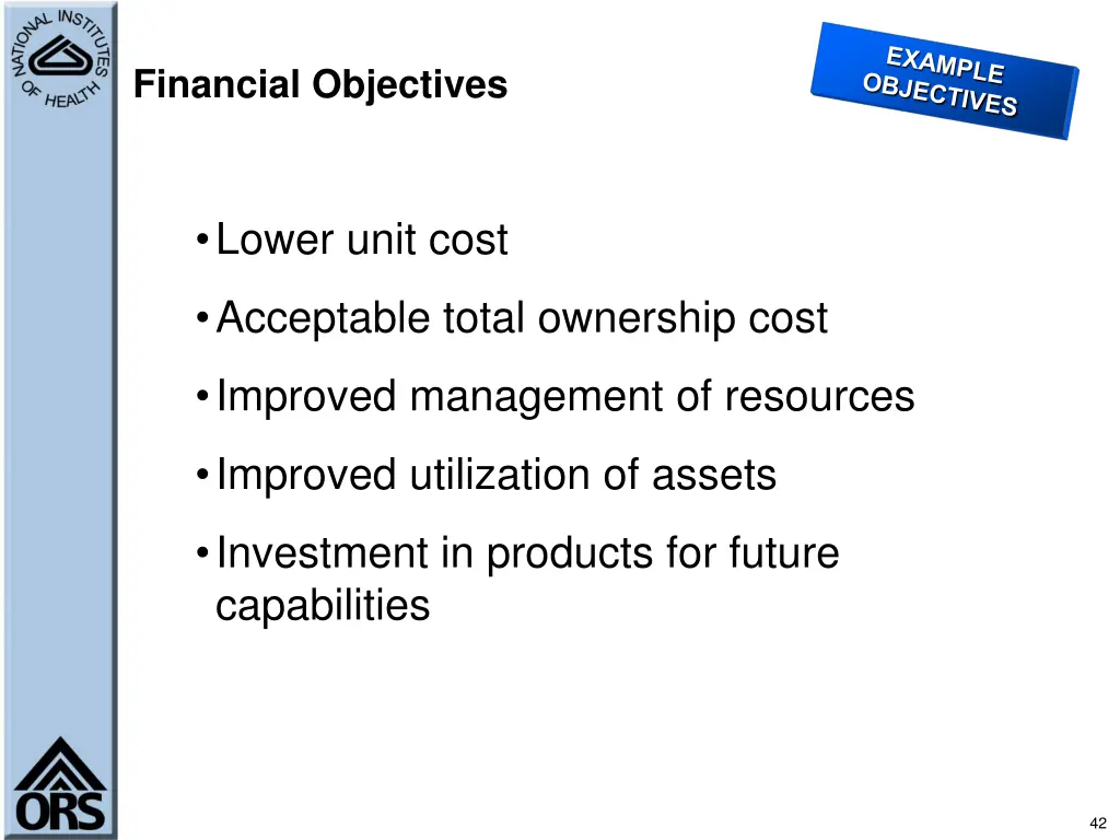 financial objectives