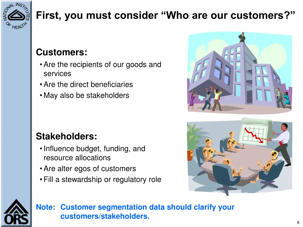 first you must consider who are our customers