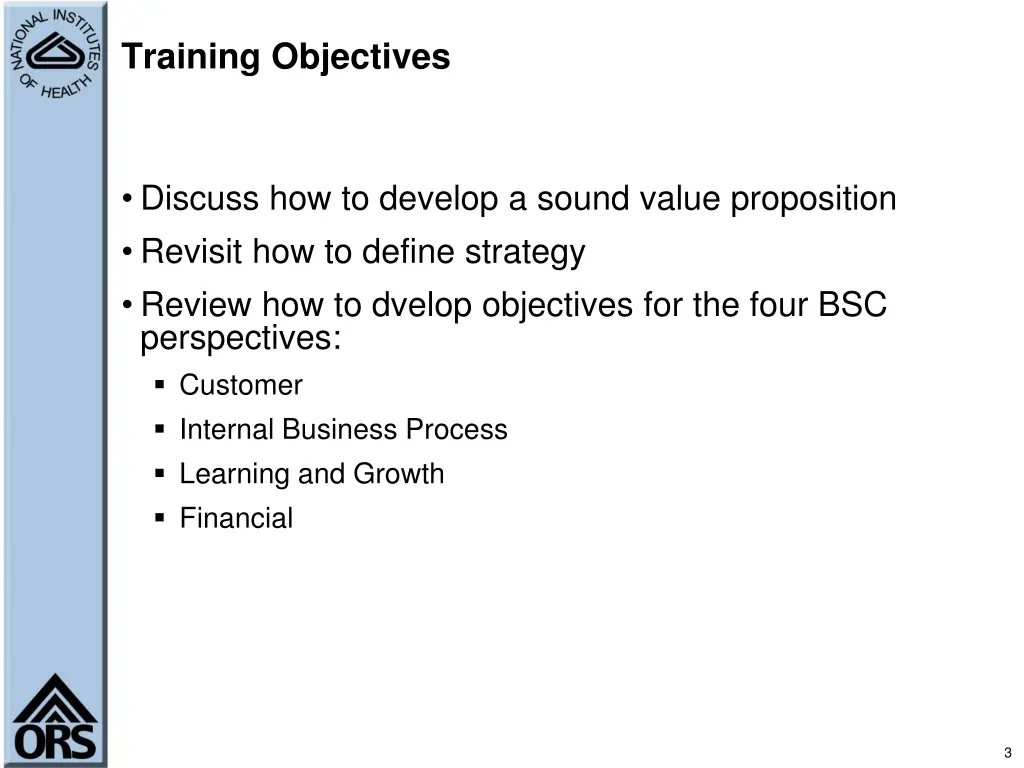training objectives