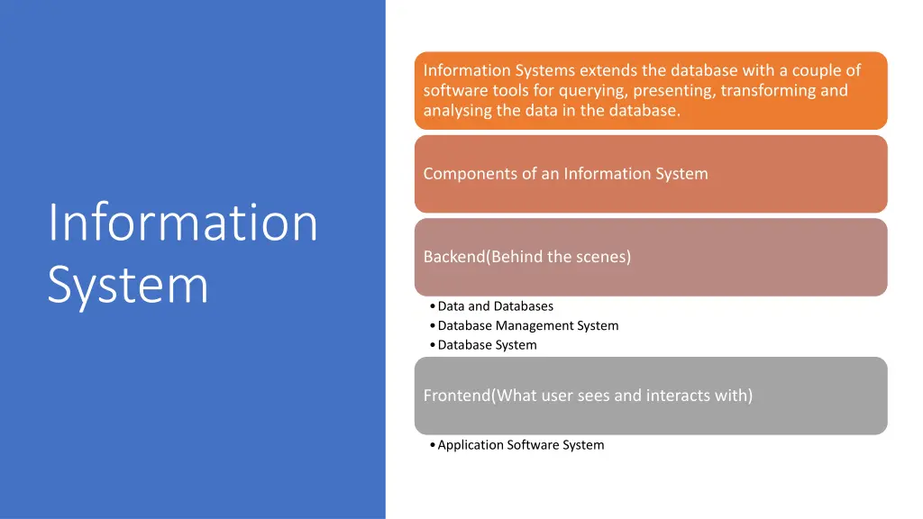 information systems extends the database with