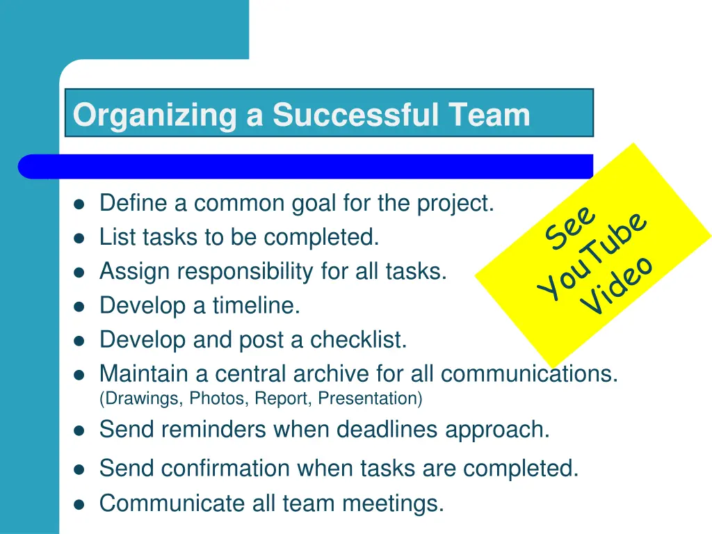 organizing a successful team